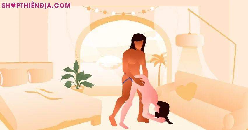 Les sử dụng dương vật giả đeo để quan hệ thâm nhập